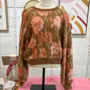 Saltwater LUXE Floral Knit Sweater - Pink and Brown